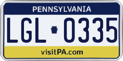 PA license plate LGL0335