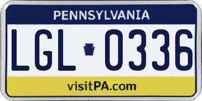 PA license plate LGL0336