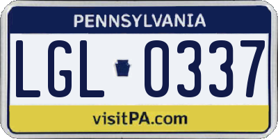 PA license plate LGL0337