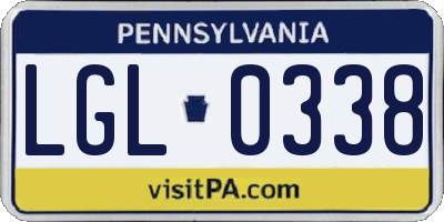 PA license plate LGL0338
