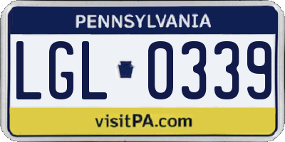 PA license plate LGL0339