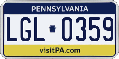 PA license plate LGL0359