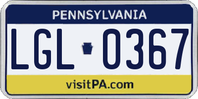 PA license plate LGL0367
