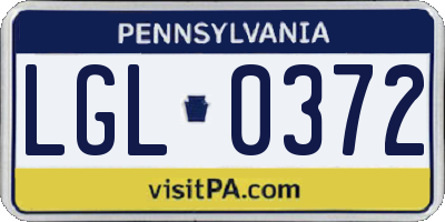 PA license plate LGL0372