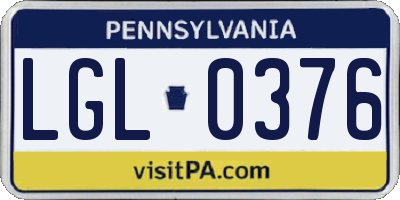 PA license plate LGL0376