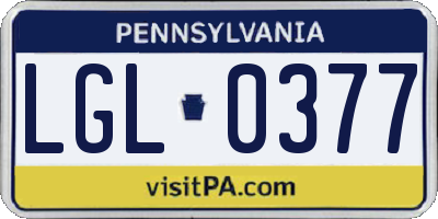 PA license plate LGL0377