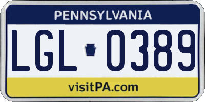 PA license plate LGL0389