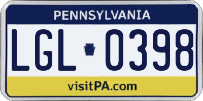 PA license plate LGL0398