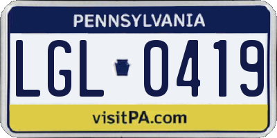 PA license plate LGL0419