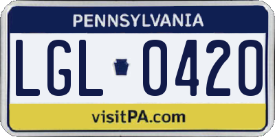 PA license plate LGL0420