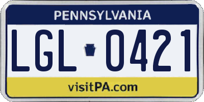 PA license plate LGL0421