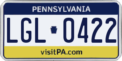 PA license plate LGL0422
