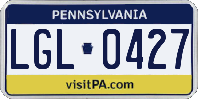 PA license plate LGL0427