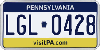 PA license plate LGL0428