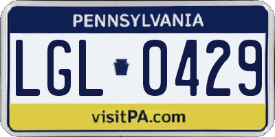 PA license plate LGL0429