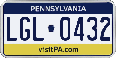 PA license plate LGL0432