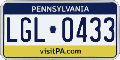 PA license plate LGL0433