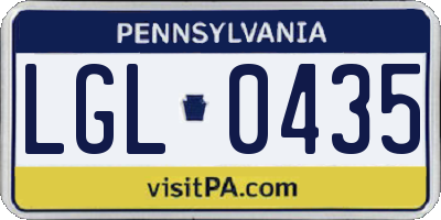 PA license plate LGL0435