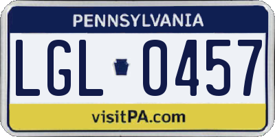 PA license plate LGL0457