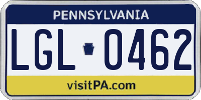 PA license plate LGL0462