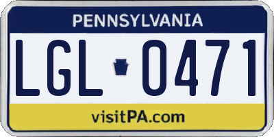 PA license plate LGL0471