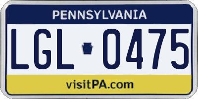 PA license plate LGL0475