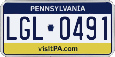 PA license plate LGL0491