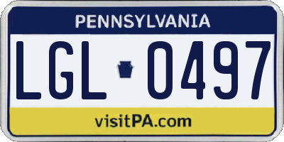 PA license plate LGL0497