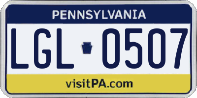 PA license plate LGL0507