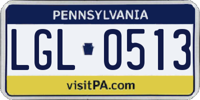 PA license plate LGL0513