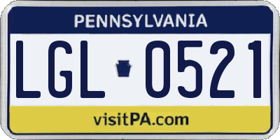 PA license plate LGL0521