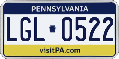PA license plate LGL0522