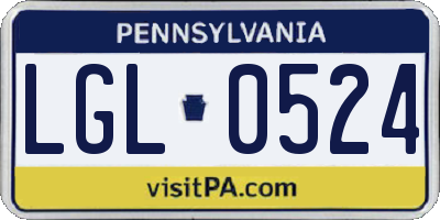 PA license plate LGL0524