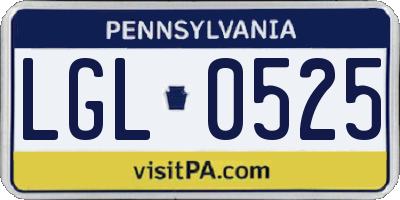 PA license plate LGL0525