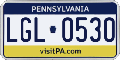 PA license plate LGL0530
