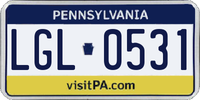 PA license plate LGL0531