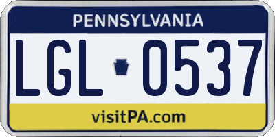 PA license plate LGL0537