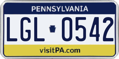 PA license plate LGL0542