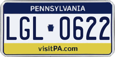 PA license plate LGL0622