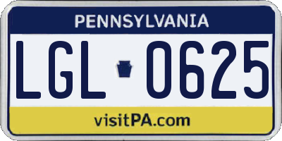 PA license plate LGL0625