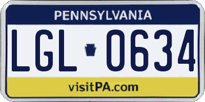 PA license plate LGL0634