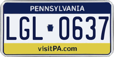 PA license plate LGL0637
