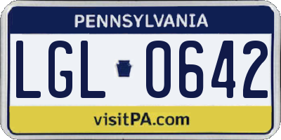 PA license plate LGL0642