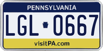 PA license plate LGL0667