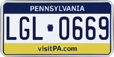 PA license plate LGL0669