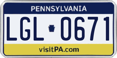PA license plate LGL0671