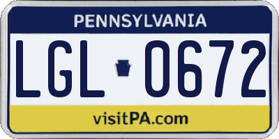 PA license plate LGL0672