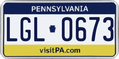 PA license plate LGL0673