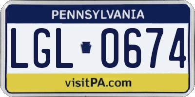 PA license plate LGL0674