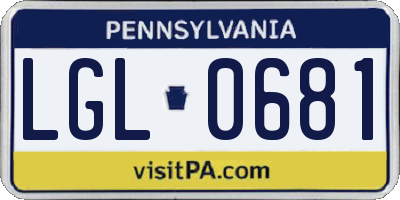 PA license plate LGL0681